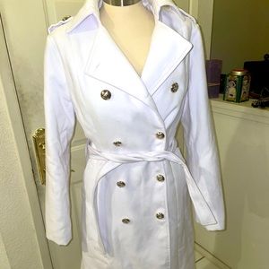 NWOT White Belted Long Winter Coat